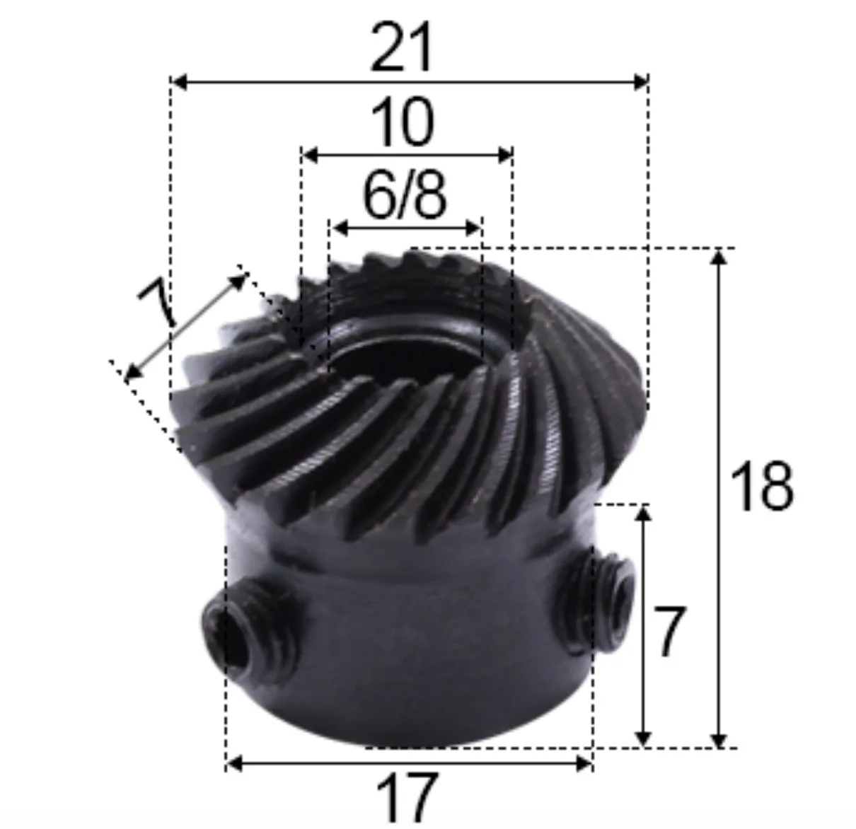 

1M-20Teeths Inner Hole: 8mm Center distance:23.5mm Precision Spiral Bevel Gear Helical Bevel Gear 0.02g