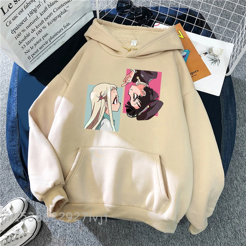 

Jibaku Shounen Hanako kun Harajuku Prints Hoody Men Aesthetic Print Sportswears Pocket Fleece Clothes Loose Warm Pullover