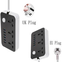 2 round pin eu rus uk plug power strip switch 2m cable universal outlets 6 usb electrical extension cord socket network filter