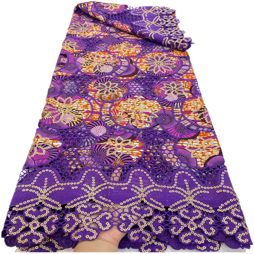 

Nigerian purple Big Wedding Tulle Lace High grade 2021 African French Net Mesh Fabric with Coloful Small Sequins RF-160