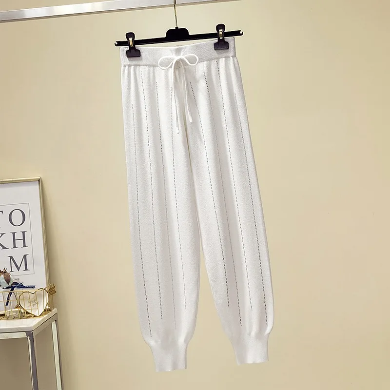Размера плюс в винтажном стиле Сезон весна Ice Silk вязаные штаны-шаровары брюки для