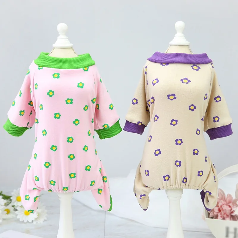 

Chrysanthemum Print Dog Pajamas Leisure Overalls For Dogs Warm Cotton Jumpsuit For Small Dogs Chihuahua Winter Puppy Clothing