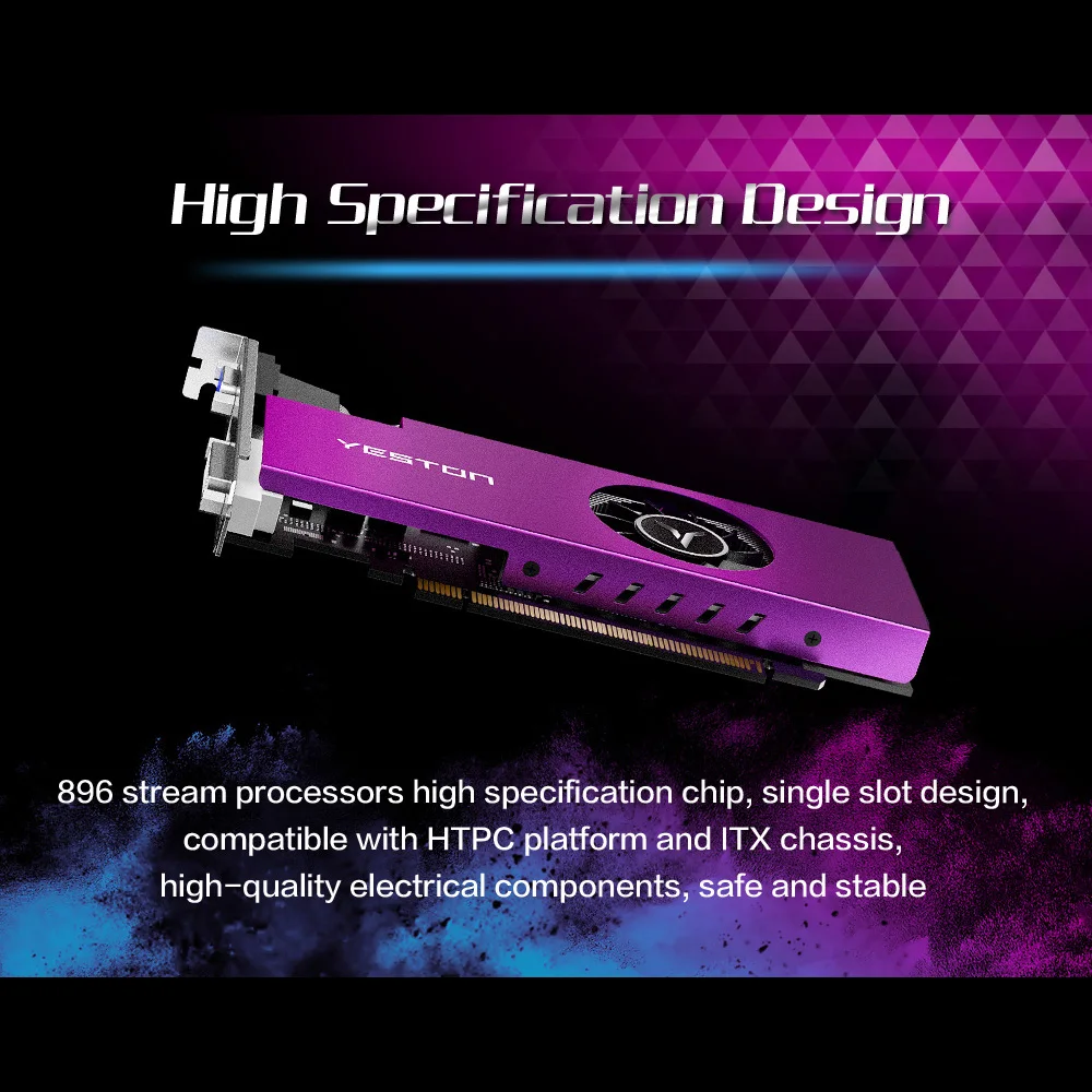 Yeston RX560 4G D5 LP Графика карты Ga mi ng графическая карта 1200/6000 МГц 4G/128 бит/GDDR5 памяти VGA + HD
