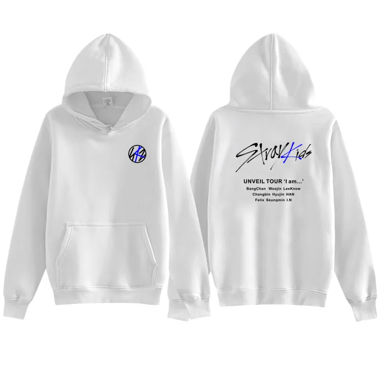 

New arrival straykids Unveil Tour cocnert same all member names/cities printing hoodies kpop fleece/thin pullover sweatshirt
