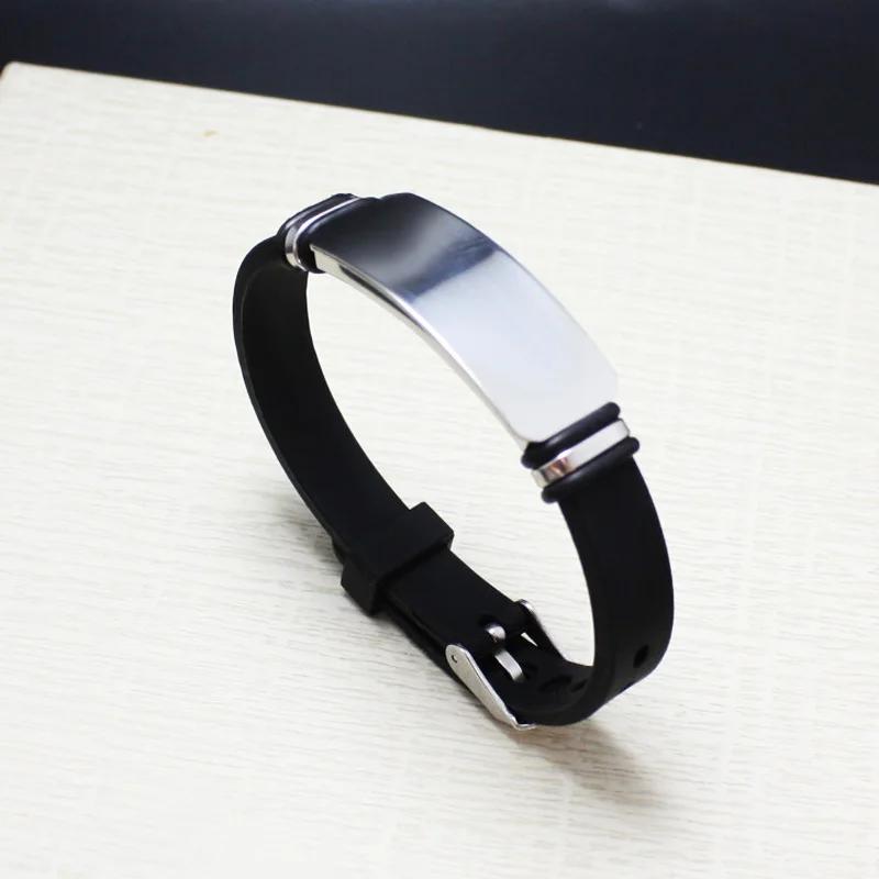 

Various colors ID Bracelet For Men Women Adjustable Silicone Black Bracelets Bangles Cool Jewelry