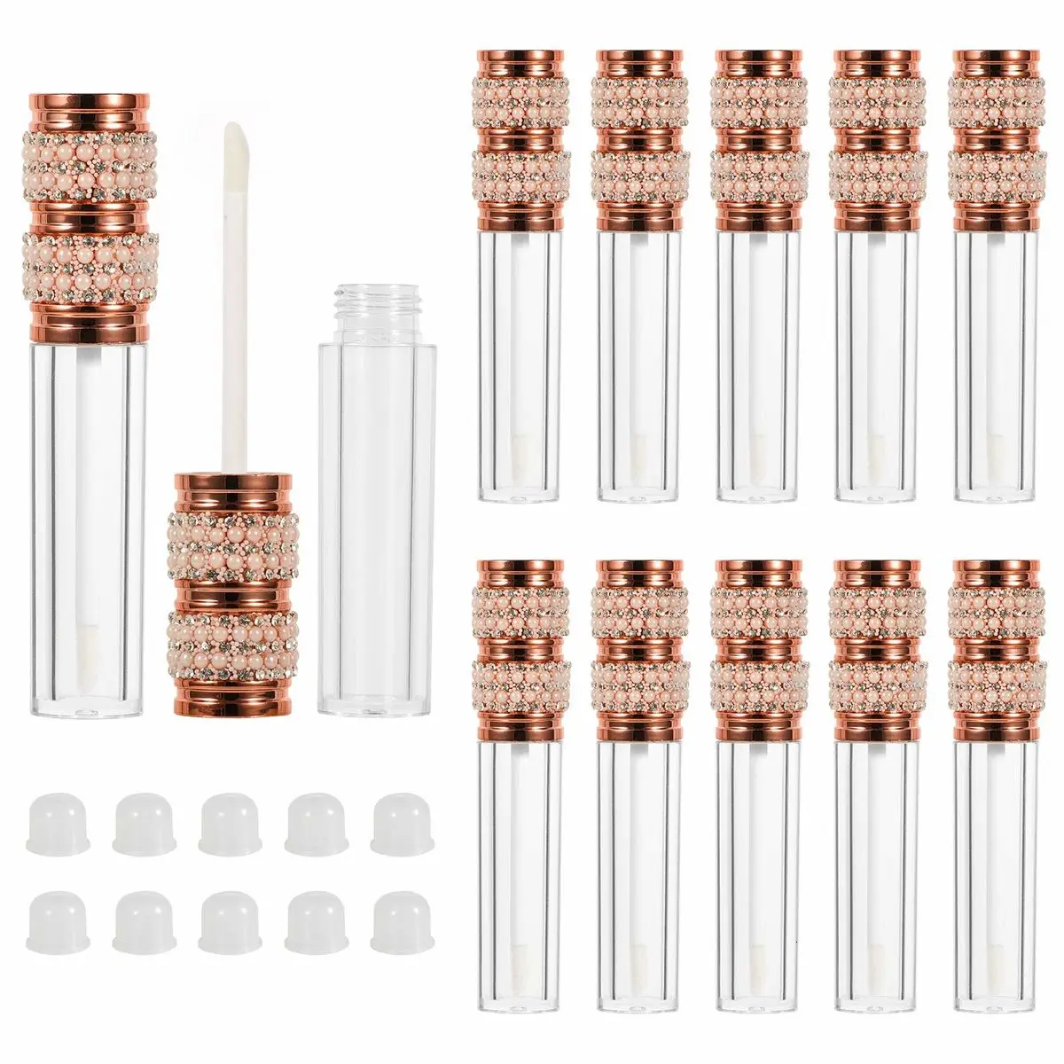 

Pearl Diamond Lip Gloss Wand Tubes 5ml Empty Lip Gloss Containers Lipgloss Lip Balm Bottles with Rubber Stoppers DIY
