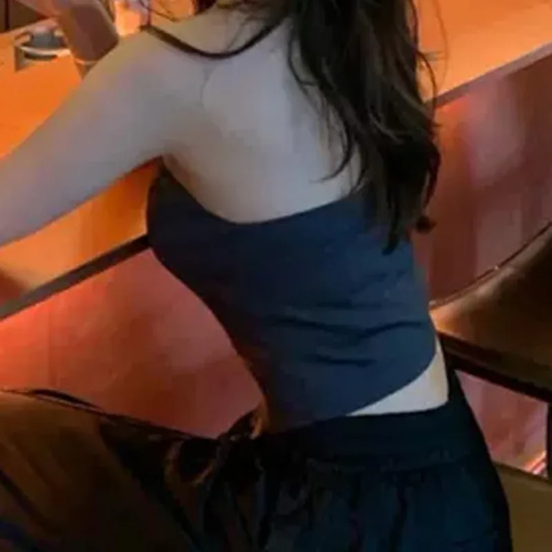 

GVUW Women Strapless Sexy Single Breasted Sleeveless Backless Personality Fashion Tide Spring Summer 2021 20D2005