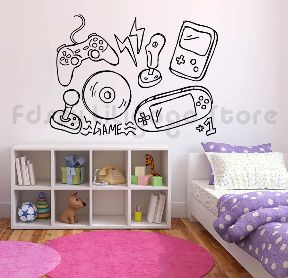 Игровая настенная наклейка виниловая с контроллером видеоигр украшение для