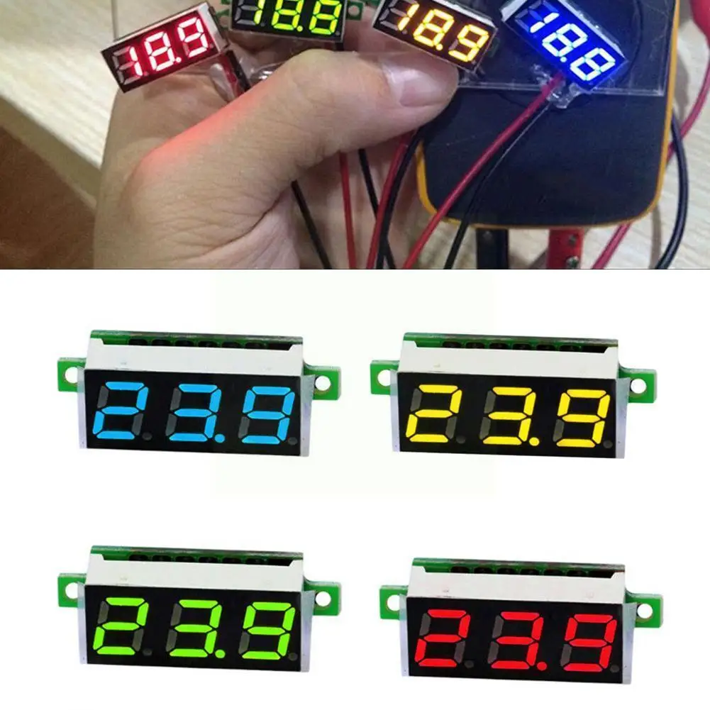 

0.28 Inch 12v Mini Lcd Digital Voltmeter Voltage Tester Meter 2 Red Blue Panel Green Monitor Led Wire Volt W4d7