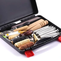 59 pcsset leather craft hand tools kit for hand sewing stitching stamping saddle making l23