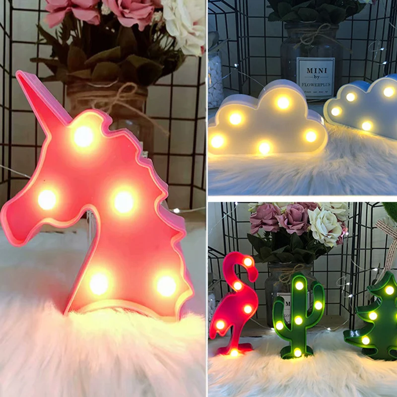 

Mini 3D Cartoon Unicorn/Alpac/Clouds/Pineapple/Flamingo/Cactus Modeling Night Light LED Lamp Cute Decoration Gift for Kids