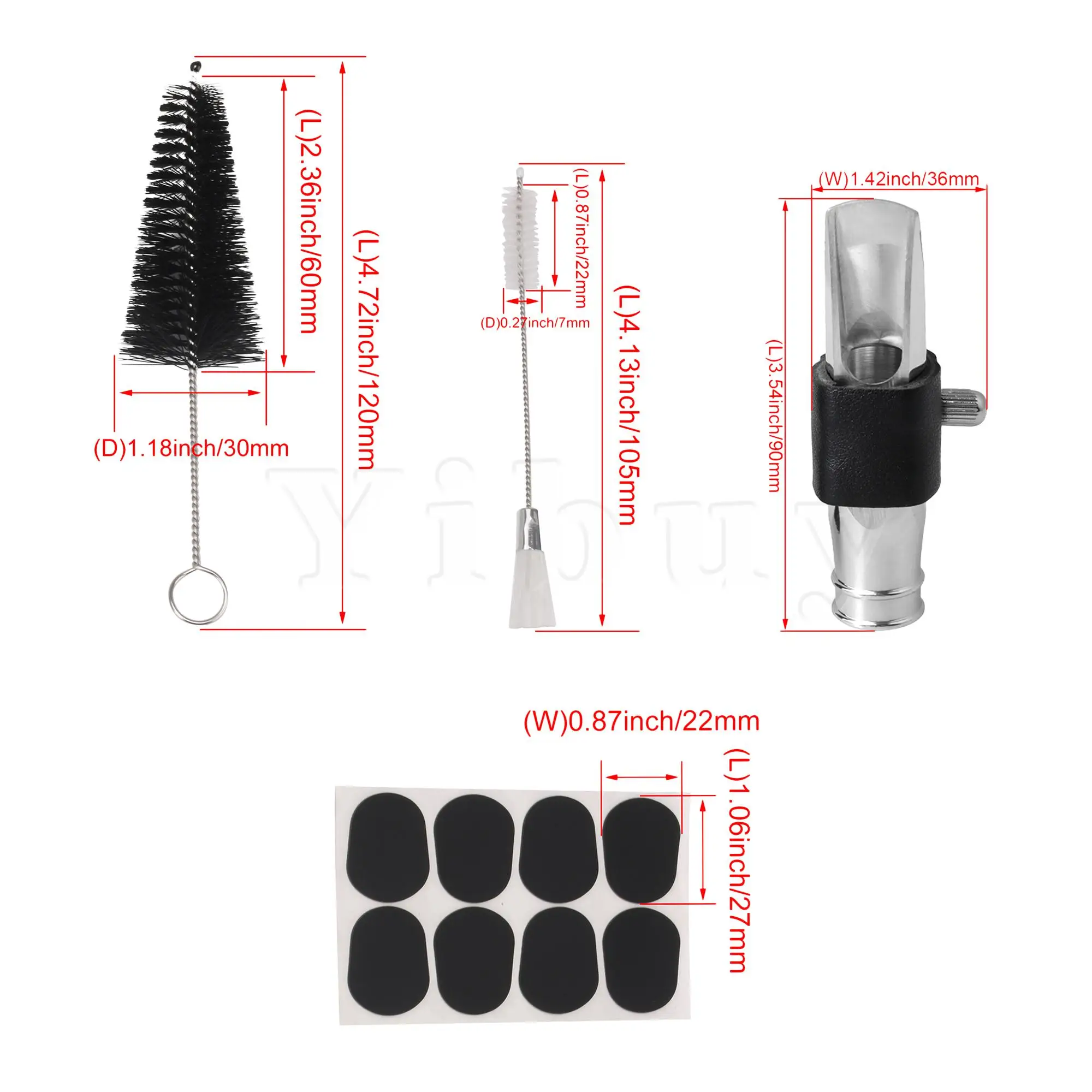 

Yibuy E Flat 9# Silver Metal Alto Saxophone Mouthpiece + Clip Cover with Brush