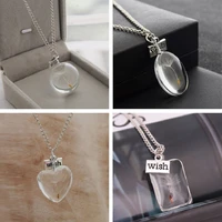 crystal glass ball pendant natural seed in glass long necklace make a wish transparent bead silver color jewelry gift