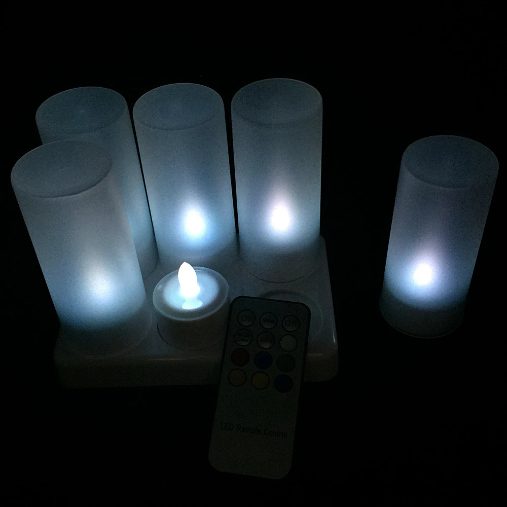 

4/6/12 Pcs Electronic LED Light Candles Realistic 7 Colors Remote Control Flameless Candles For Bedroom Party Wedding Decoration