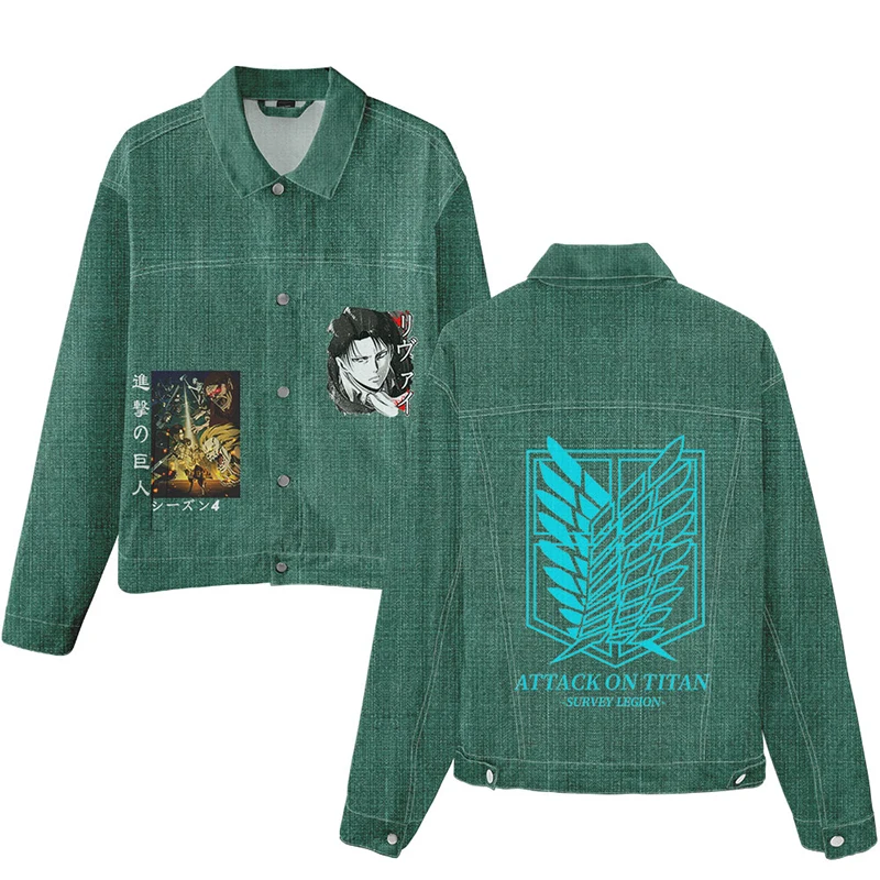 

Anime Cosplay Attack on Titan 3d Print Denim Jacket Coat Costume Fashion Men Women Long Sleeve Pocket Sport Jean-Jackets Hoodies