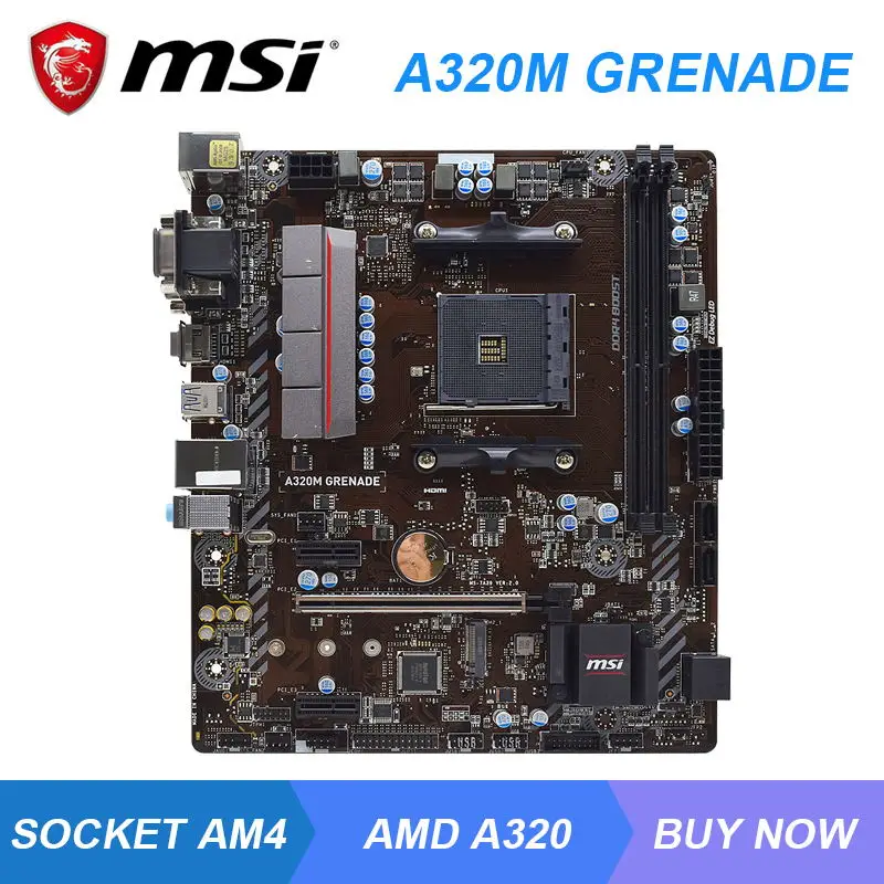 A320M   MSI Socket AM4 AMD A320    DDR4 32  M.2 /     USB3.0 PCI-E X16 3, 0 