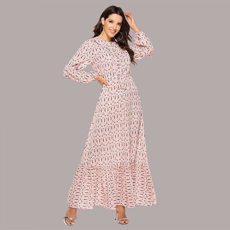 Новейшее элегантное мусульманское платье турецкое дубайское Платье с принтом на