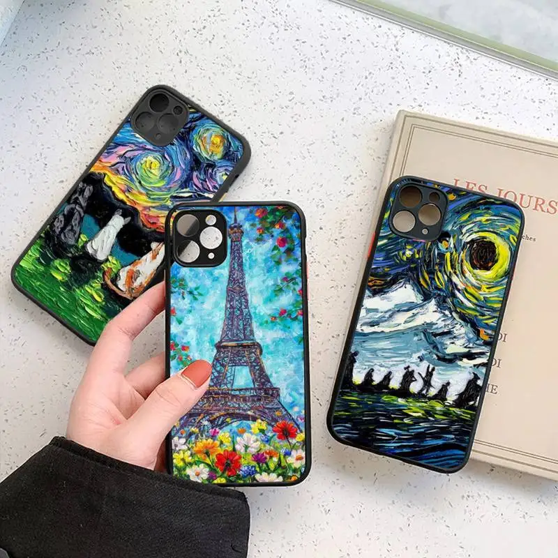 

Oil Painting Phone Case For iphone 13 12 11 7 8 plus mini x xs xr pro max matte transparent cover