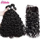 Alibele индийские пряди волос с застежкой 4, 5 шт.партия, волнистые человеческие волосы Реми, 4x4 дюйма, швейцарское кружево