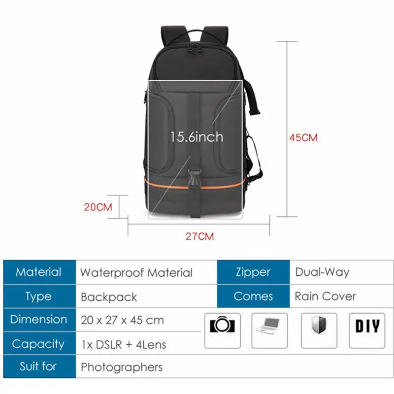 large laptop tripod case bag photo video waterproof shockproof camera shoulders soft padded reflective stripe fit 15 6 inch new free global shipping