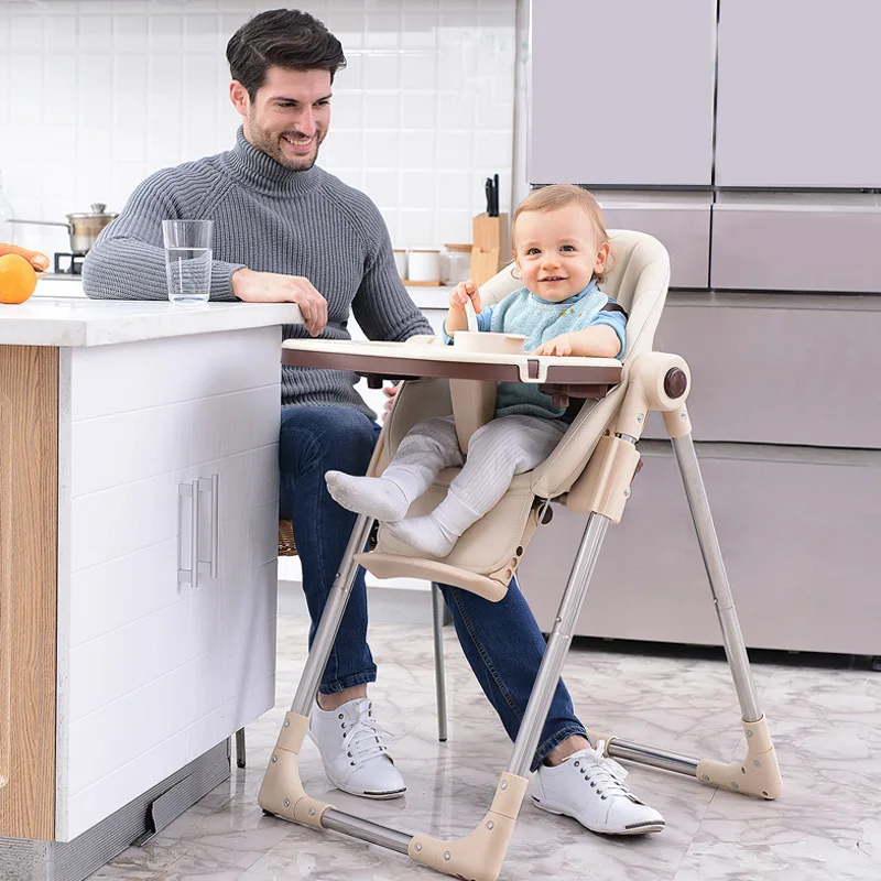 Koop Baby Lederen Vouwen Pu Multifunctionele Draagbare Kindje Eettafel En Stoel Seat Hoge Voeden Stoel Draagbare Eetkamerstoel