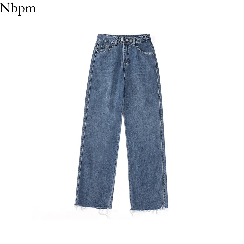 

Nbpm Spring 2021 Women's Jeans Woman High Waist Korean Fashion Boyfriend Jeans For Women Streetwear Trousers Baggy Wide Leg