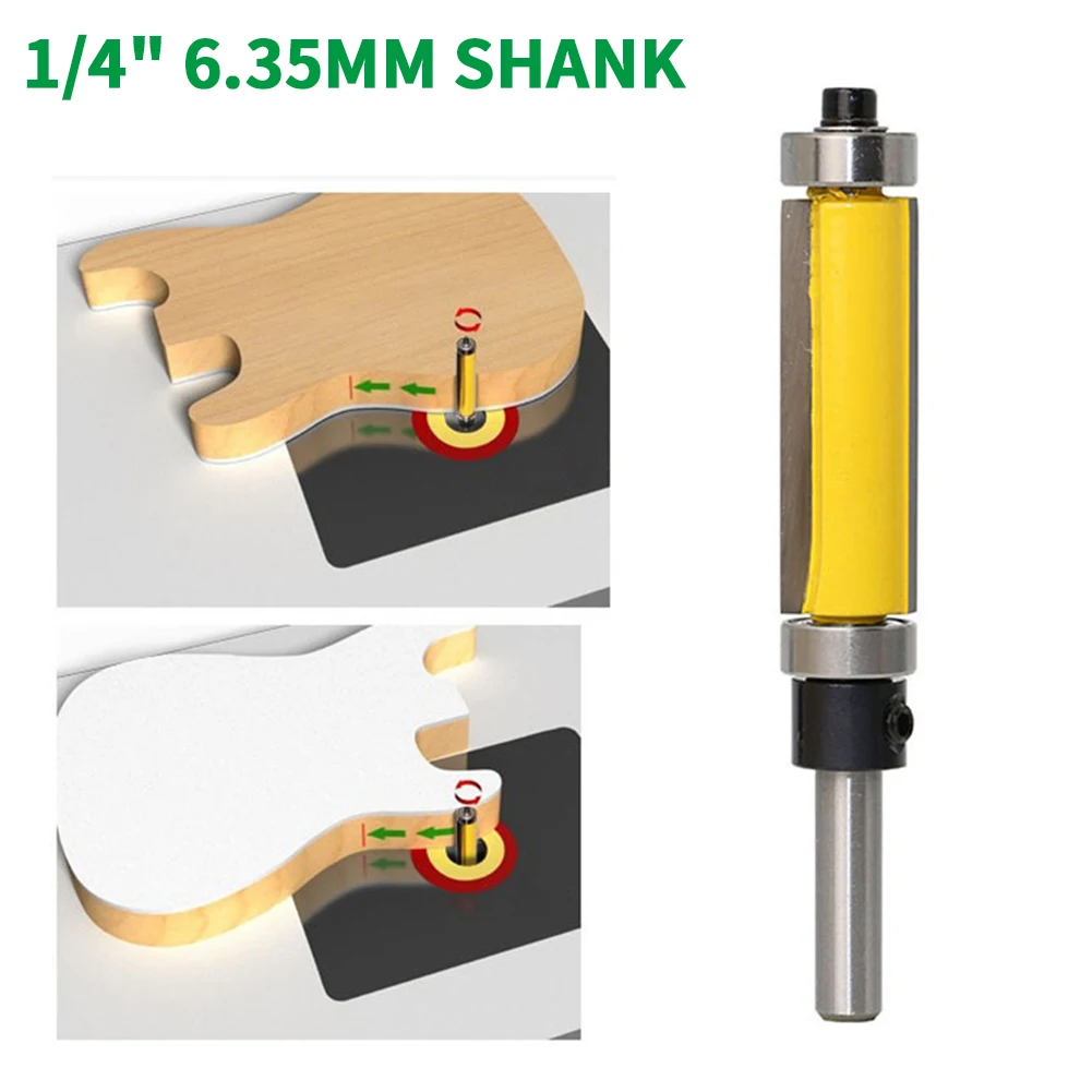 

1PC 1/4" 6.35MM Shank Milling Cutter Wood Carving Template Trim Router Bit With 2" Long Routing Cutters Woodworking Tool Cutter