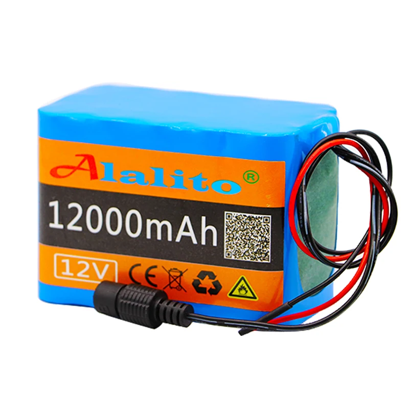 Alalito high quality 12V 12Ah 18650 lithium battery 12.6V 12000mAh rechargeable with BMS for 75 W LED xenon lamp | Электроника