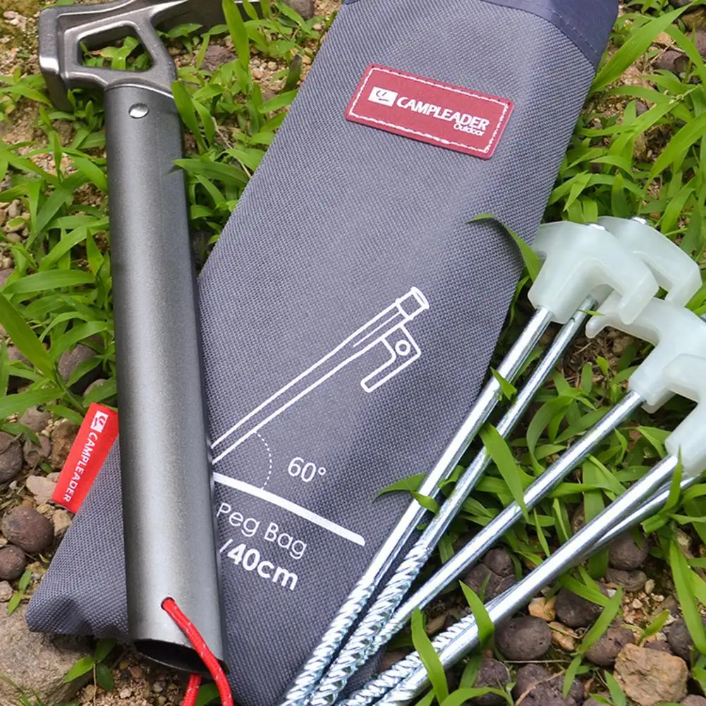 

Tent Nails Storage Bag Outdoor Camping Ground Pegs Backpack Oxford Cloth Hammer Wind Rope Floor Nail Storage Bag