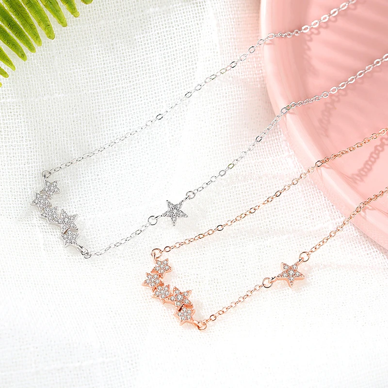 925 стерлингового серебра элегантное блестящее циркониевое ожерелье чокер со