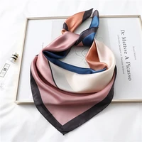 2021 new design women silk scarf square neck shawls foulard lady pashmina solid geometric bandana hair band kerchief