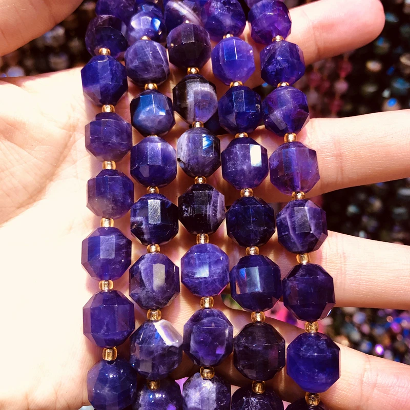 Оптовая продажа натуральный Amethys t кварцевые бусины ручной резки Кристалл bead10 мм