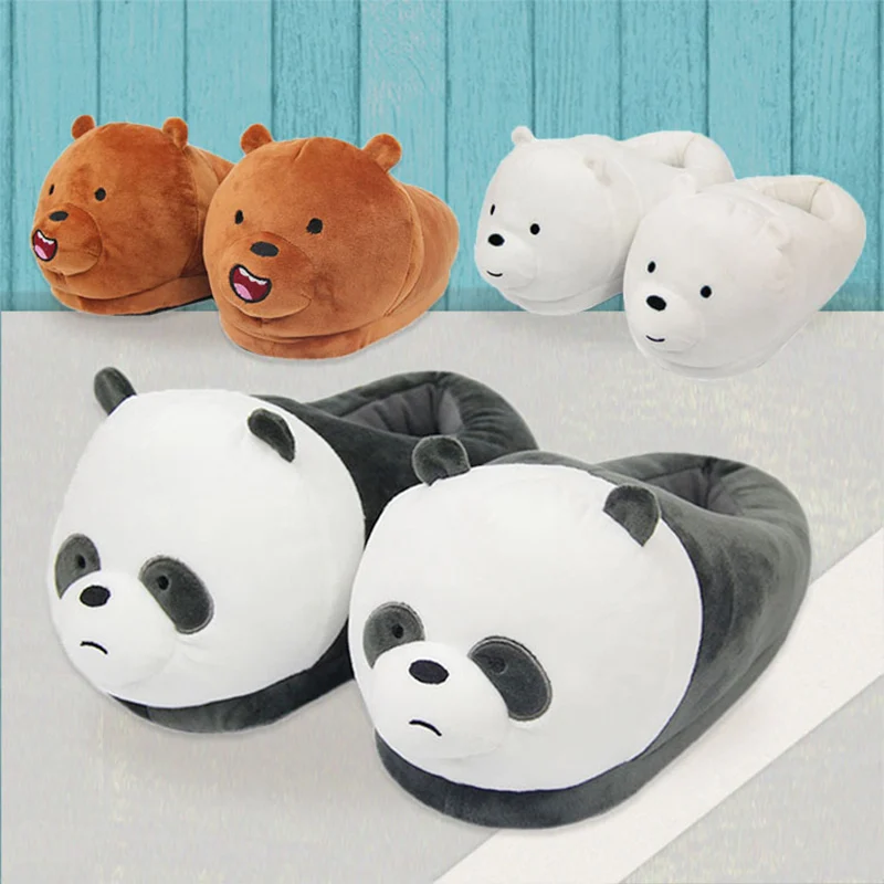 

Winter Indoor Panda Women Slippers Ladies Cute Animals Plush Warm Furry Shoes Couple Home Bedroom Fuzzy Slipers Bear Men Sliders