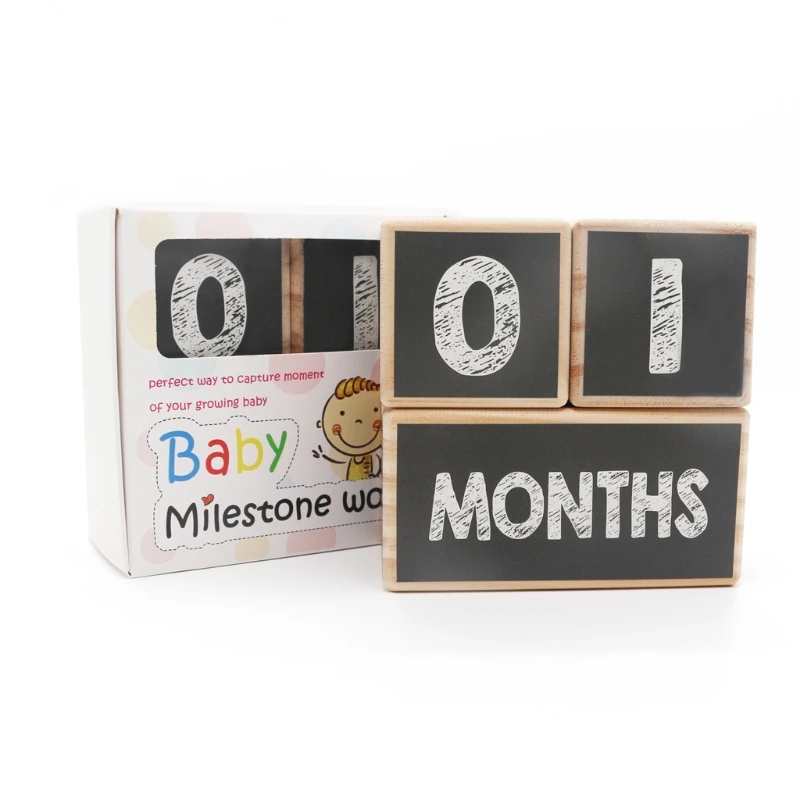 

Baby Age Blocks Wooden Milestone Moments Photo Blocks Baby Room Decoration