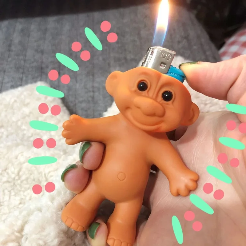 Пластиковая коробка милый Тролль кукла зажигалка держатель Зажигалка игрушки