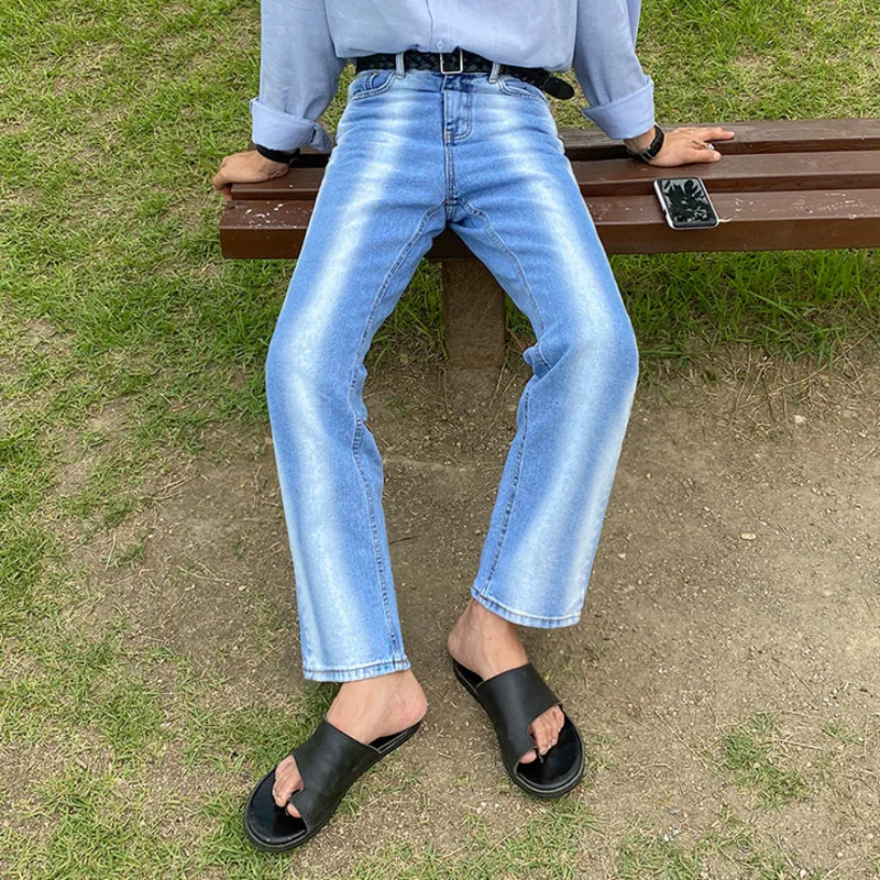 

IEFB Gradient Streetwear Black Jeans Men's Loose Straight Fashion Denim Pants Men's Wide Leg Korean Trend Denim Trousers 9Y7684