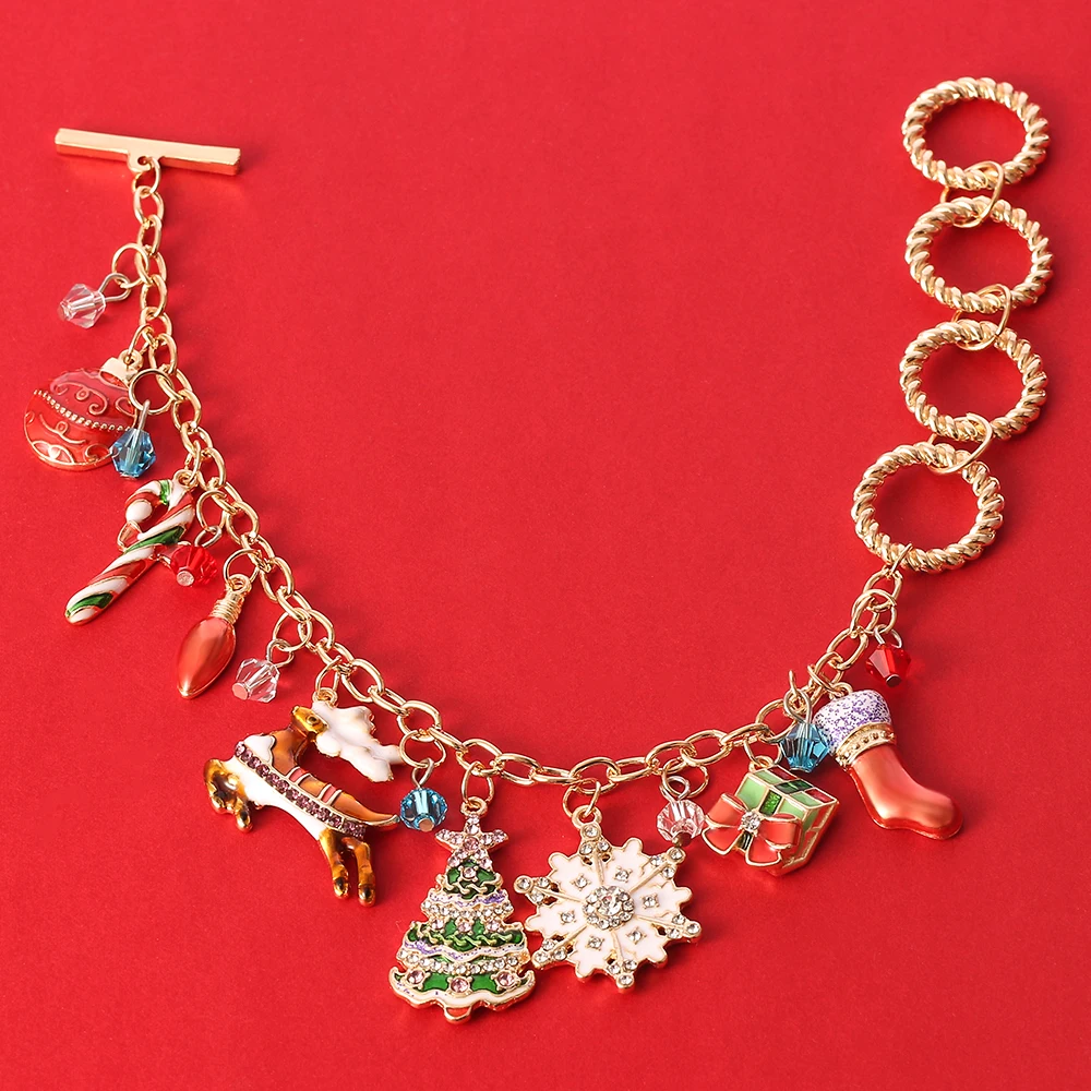 Модные браслеты в рождественском стиле цепочка снеговик лося Снежинка браслет