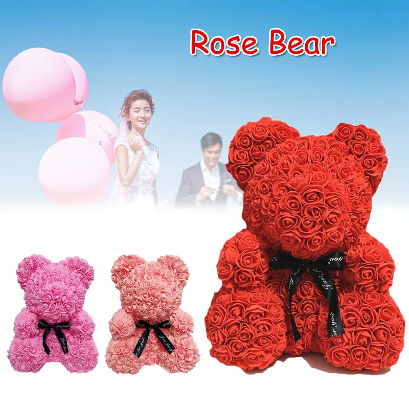 Цветок розы любовь медведь свадебный Декор Девушка День рождения подарки на день