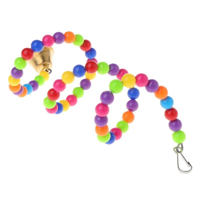 

Parrot Toys Spiral Swing Stand Holder Birds Creative Bell Colorful Beads Ladder D7WE