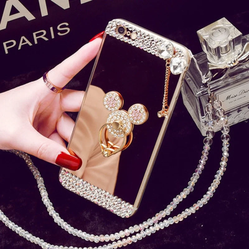 

Mirror Phone Case For Samsung Galaxy S20 Ultra S5 NEO S6 S7 edge Leather For S10 Plus S9 S8 Bling Diamond Slim Cover Coque