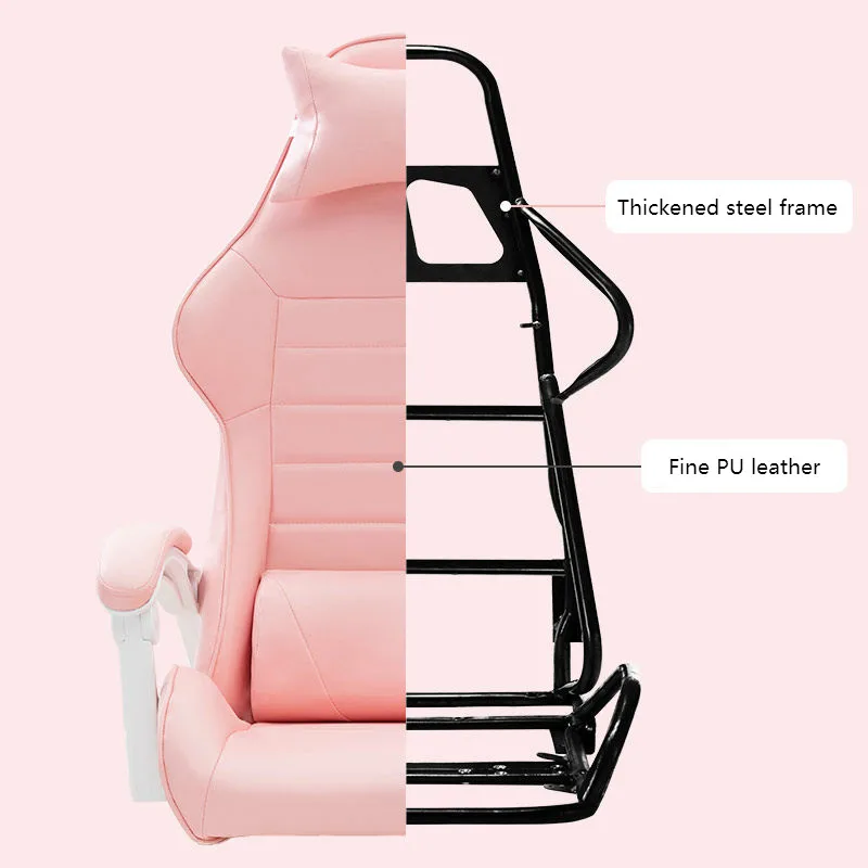 

Lovely Girl Pink Swivel Chair PU Computer Chair Gaming Chair Ergonomic Chair Office Chair Lifting Adjustable With Foot Rest
