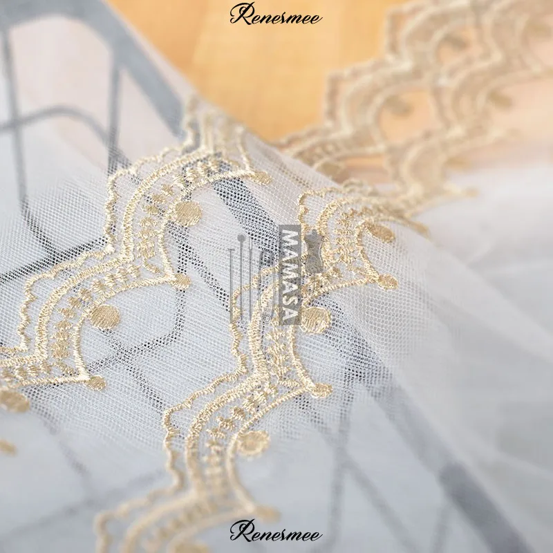 1 ярд золотая нить сетка вышивка кружевная ткань кружевные планки DIY ручной