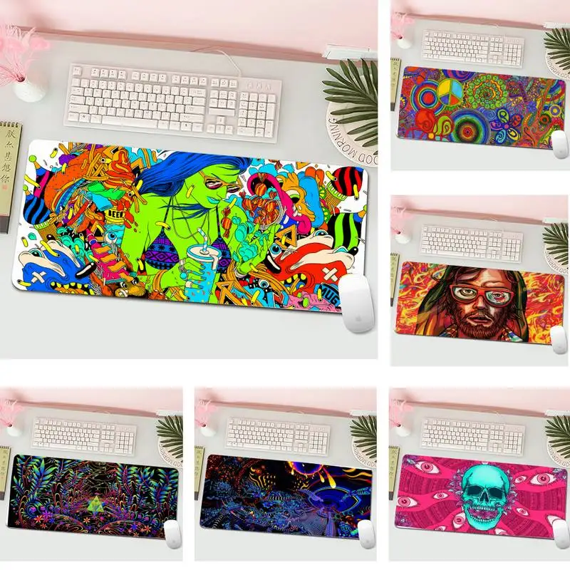 

Hippie Psychedelic Keyboards Mat Rubber Gaming mousepad Desk Mat L Gamer Keyboard PC Desk Mat Computer Tablet Gaming Mouse Pad