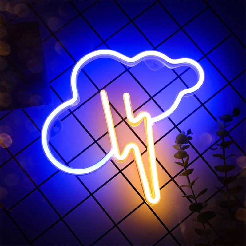 

QXNA LED Decorative Neon Night Signs Cloud Shaped Neon Wall Decoration Lights with Hanging Hook Hole LED Light Party Supplies