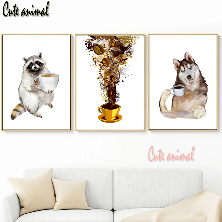 

5D DIY Алмазная картина кофейная енотовая собака полная квадратная круглая дрель Алмазная мозаика Алмазная вышивка набор крестиков 3 шт./комп...