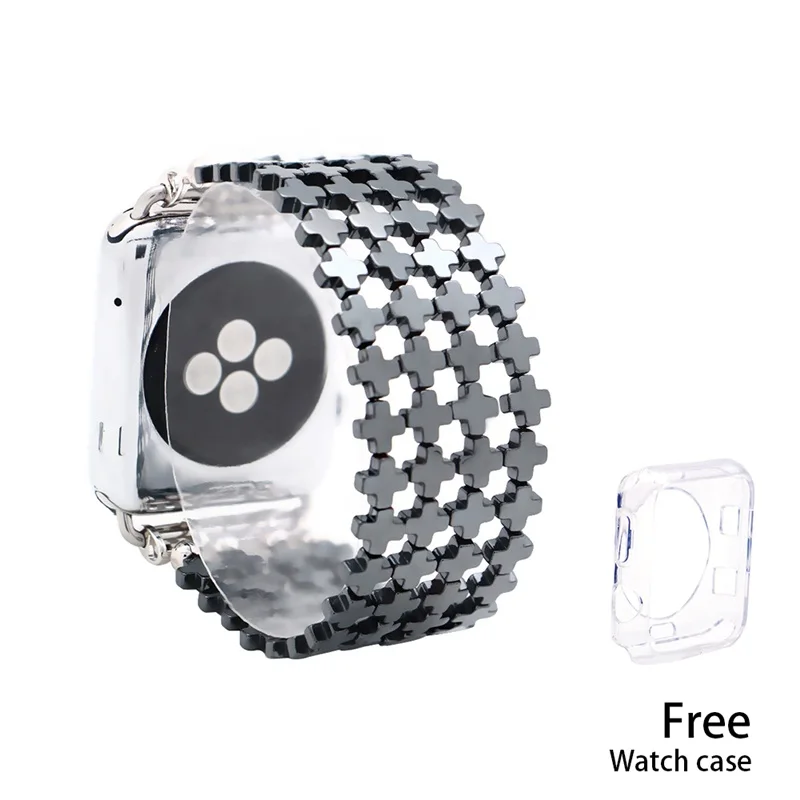 Ремешок из гематита Lureen для Apple Watch 5, 4, 3, 2, 1, 42 мм, 38 мм, резиновый ремешок для iwatch 5, 4, 3, 40 мм, 44 мм - Цвет ремешка: Cross