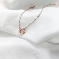 bracelet double ring hollow sterling silver bracelet female korean style simple rose gold love heart shape