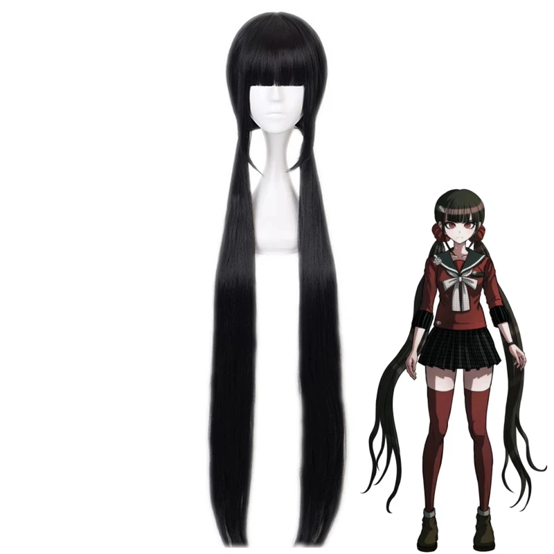 Anime Danganronpa V3: Killing Harmony Harukawa Maki Wig Cosplay Costume Black Long Straight Heat-resistant Fiber Hair Wigs