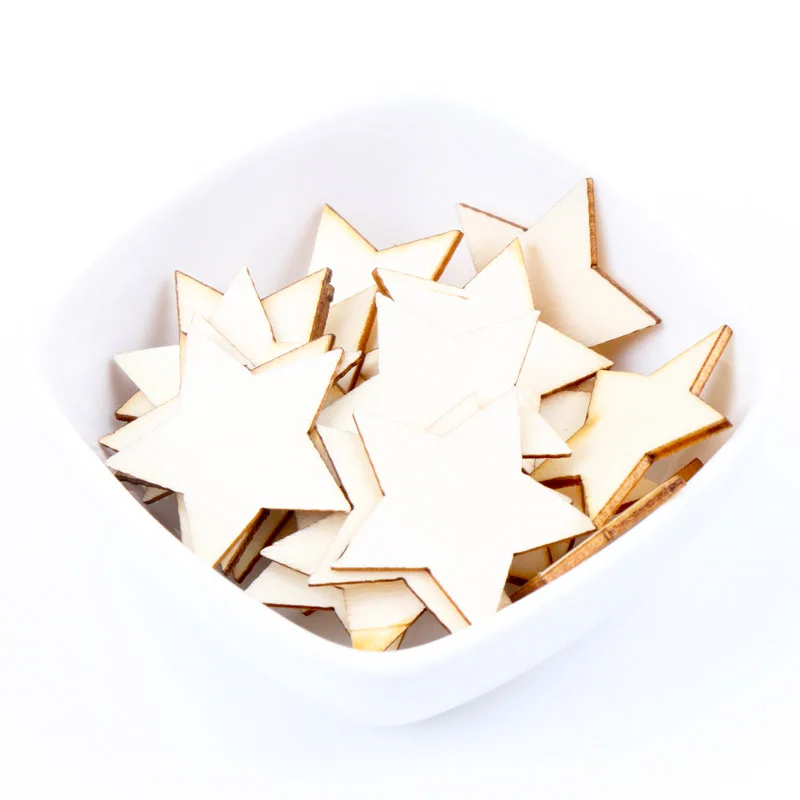 

Star Pattern Wooden Scrapbooking Collection Craft For Handmade Accessory Slices Decoration Home DIY 10-30mm 50pcs