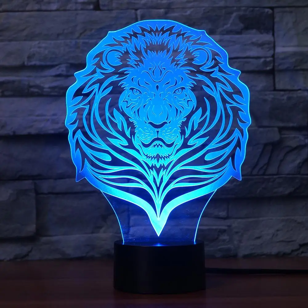 

Lion LED RGB Night Light 7 Color Change Desk Light Action Figure PVC Kids Toys Brinquedos Christmas Gift